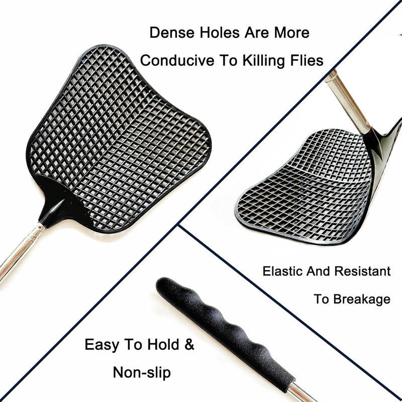 MILEDU Telescopic Fly Swatters, Long Plastic Extendable Fly Swatter Manual, Retractable Swatters, Telescoping Swat, Stainless Steel Handle, Suitable for Swatting Flies, Spiders, etc.,3Pcs - Image 3
